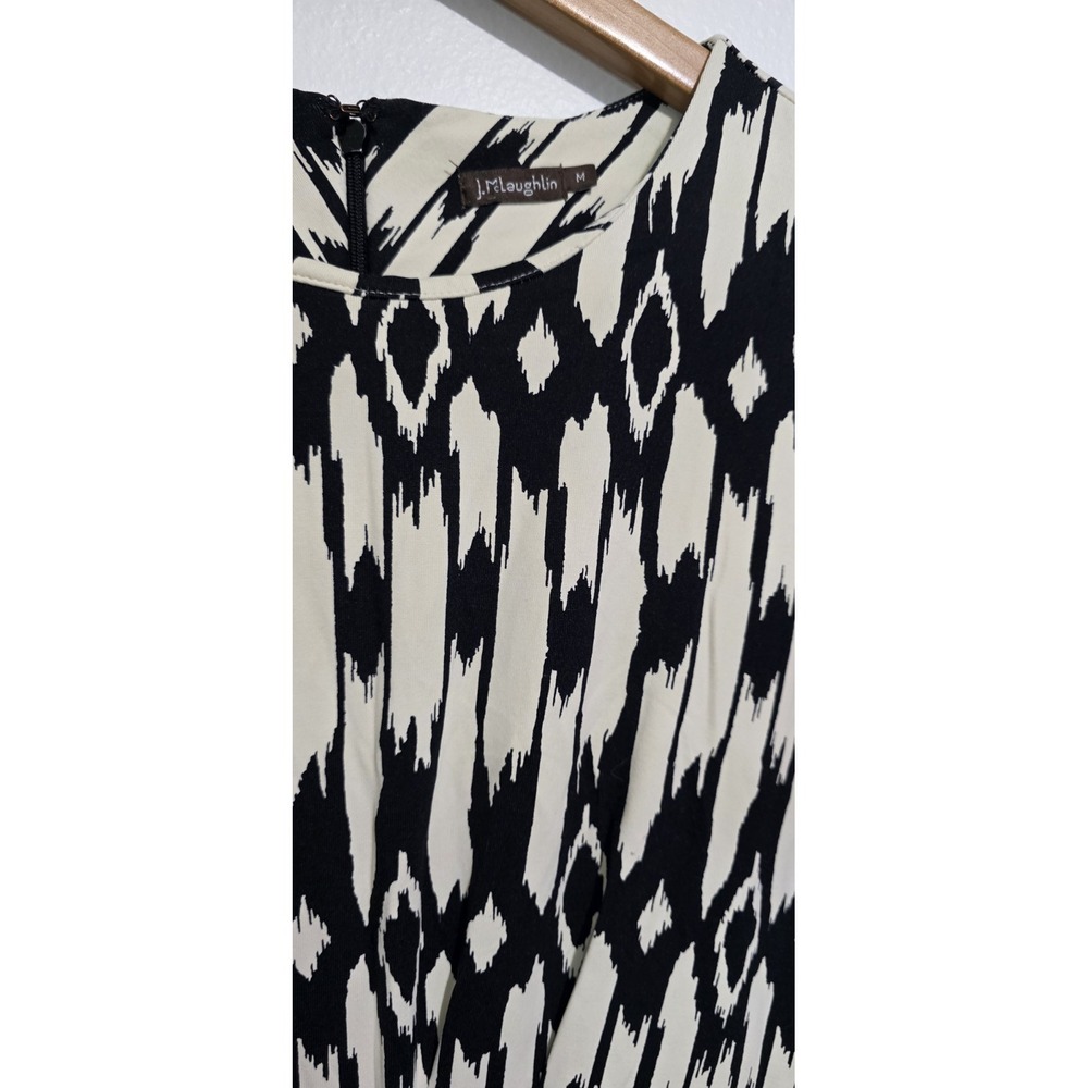 J McLaughlin‎ Catalina Cloth Black Ivory Sheath Dress Woman M 3/4 Sleeves EUC - Picture 2 of 7